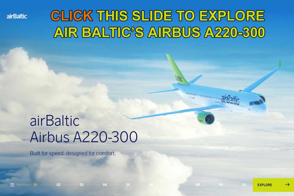 Click this slide to explore Air Baltics A220-300
