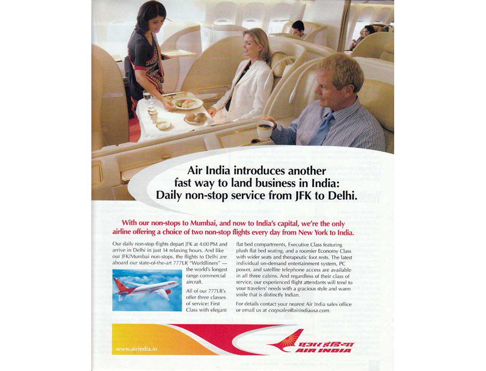AD with picture of Business Class