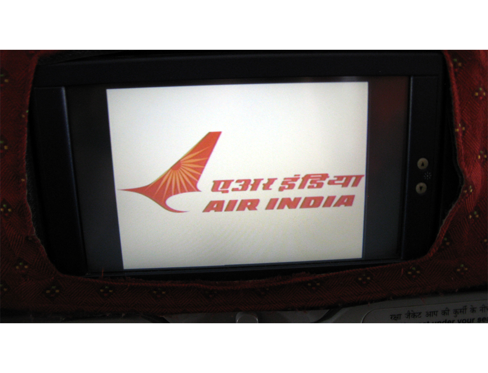 Backseat screen with Air India logo