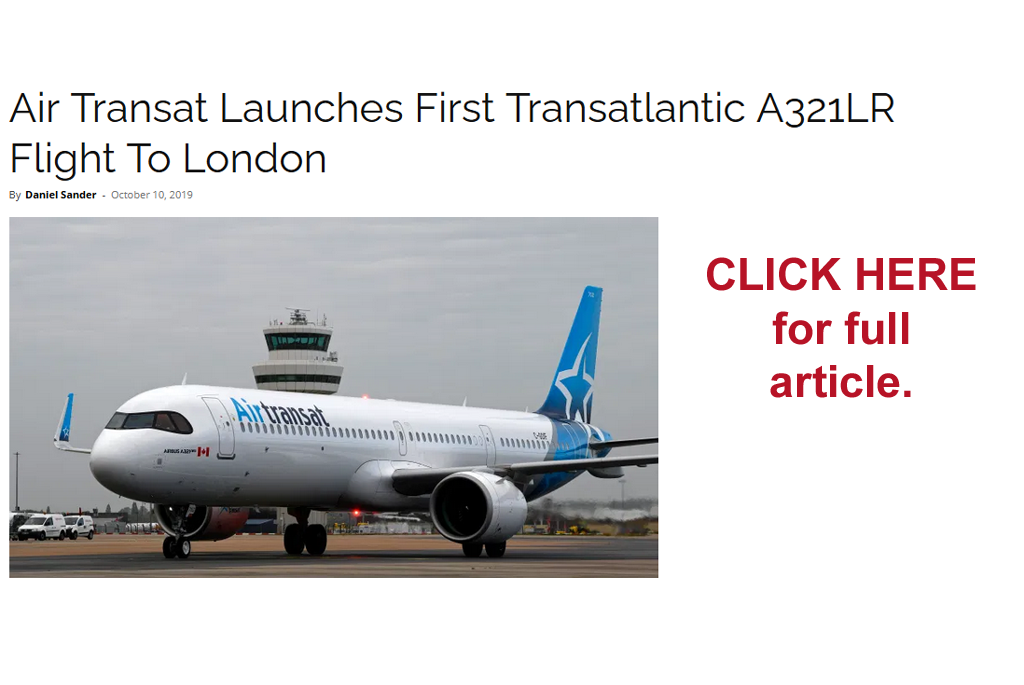 Air Transat launches first transatlantic a321lr flight - CLICK to see articel 