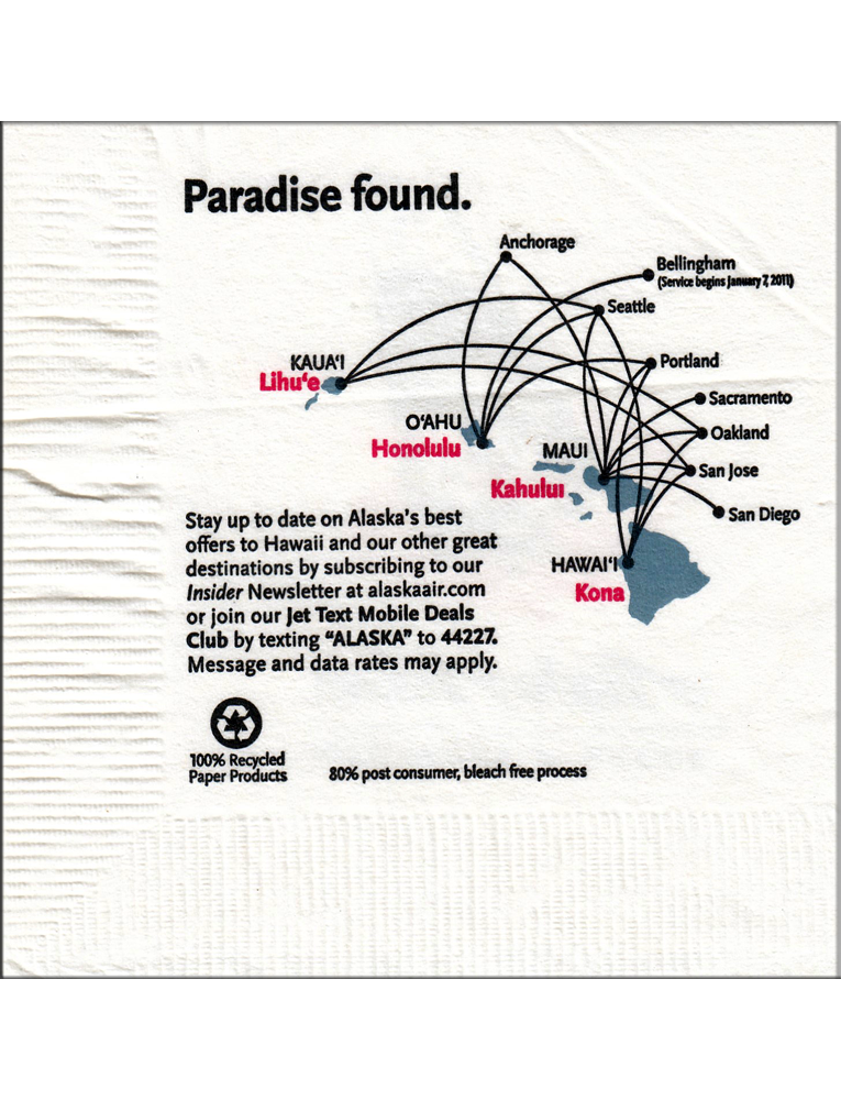 Paradise found - route map napkin