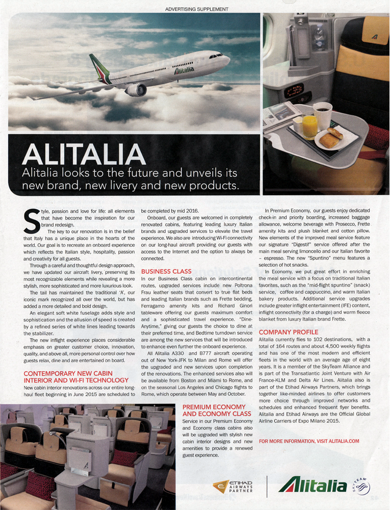 Alitalia revals new livery