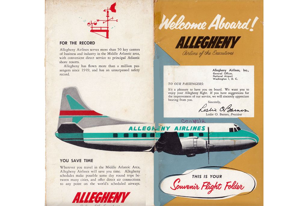 Welcome aboard - souvenir flight folder cover and back