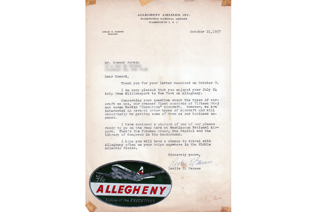 A letter in response to my letter to Allegheny written in 1957
