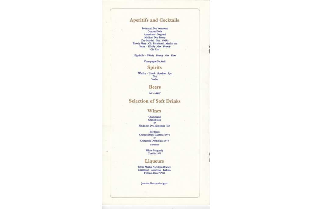 Coctail menu