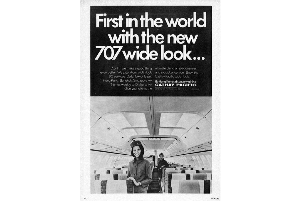 Ad cover: firsr in the world with the new 707 wide look 