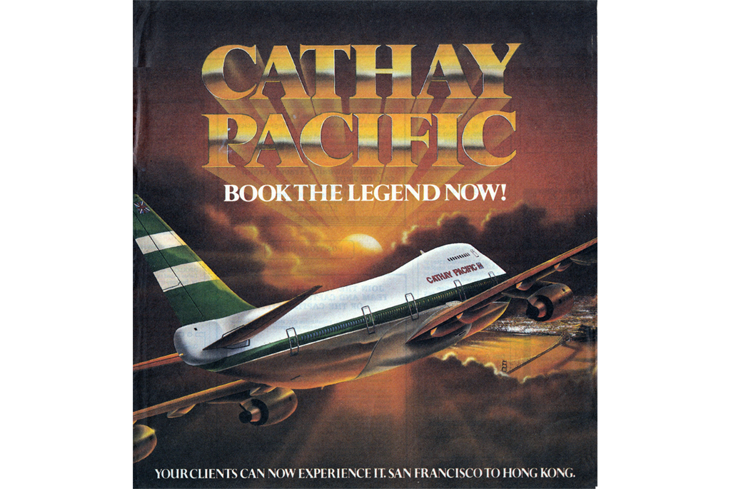 Another Ad: picture of a 747, Book the legend