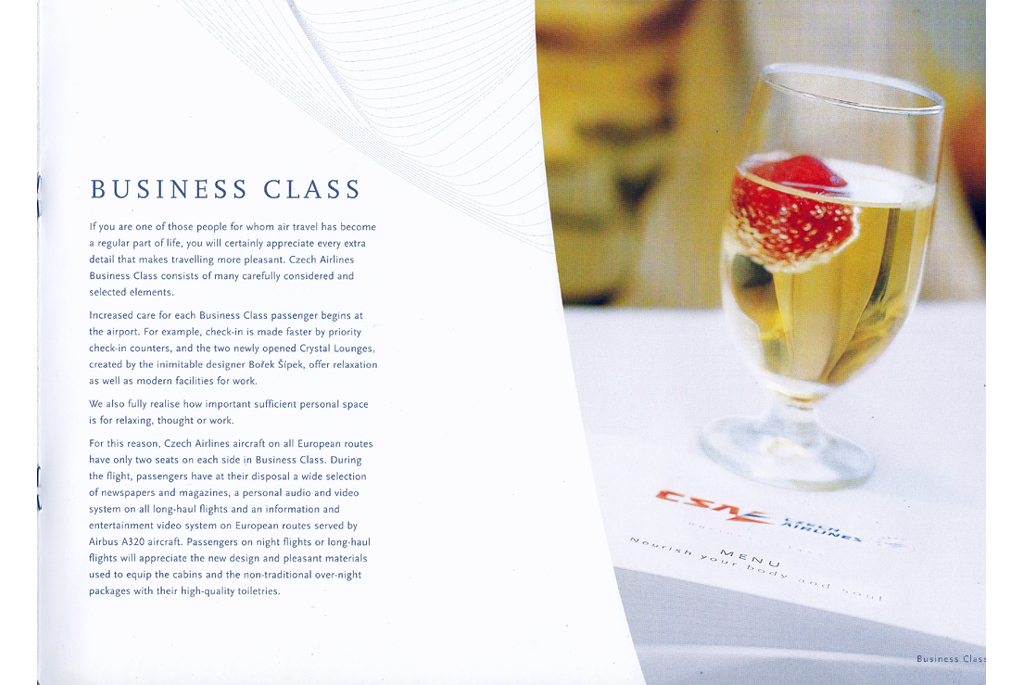 Statement about Business Class - glass of coctail