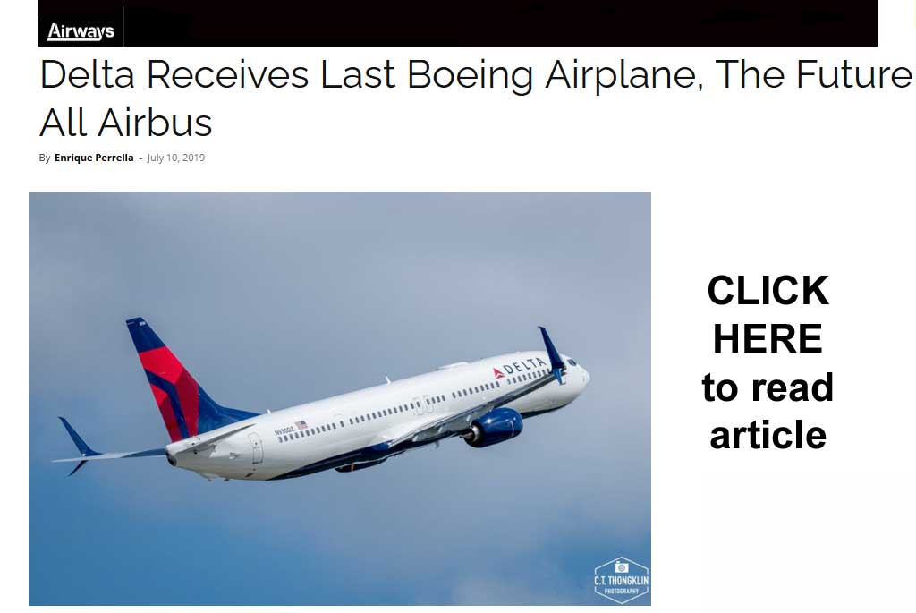 Click here fore articel - Delta received last boeing airplane - the future is all Airbus
