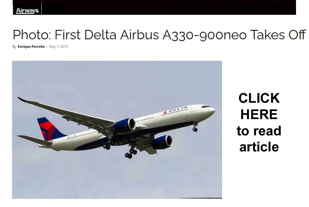 Click here for article - First Delta Airbus A330-900 takes off