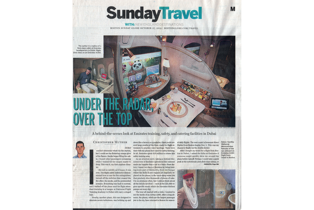 Boston globe article about behind the scenes at Emeerites in Dubai - page 1