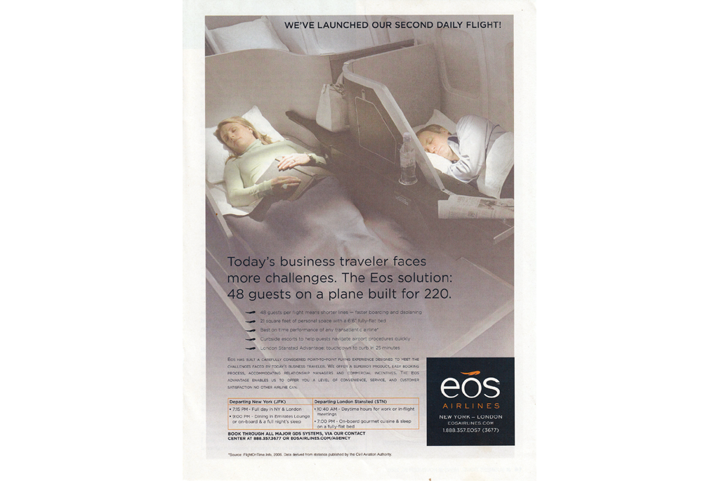 Todays business traveler faces more challeneges.  The Eos solution is 48 guests for a plane built for 220, 