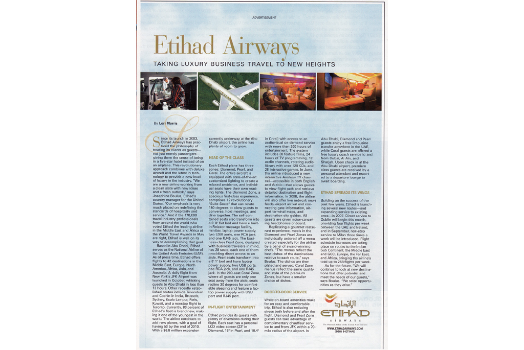 Etihad - Taking luxury business travel to new heights