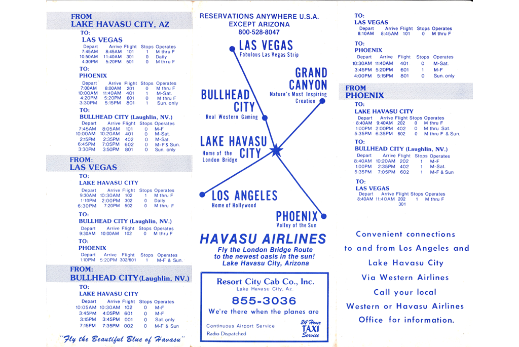 Flight timetable with LAke Gavasu City as central hub 