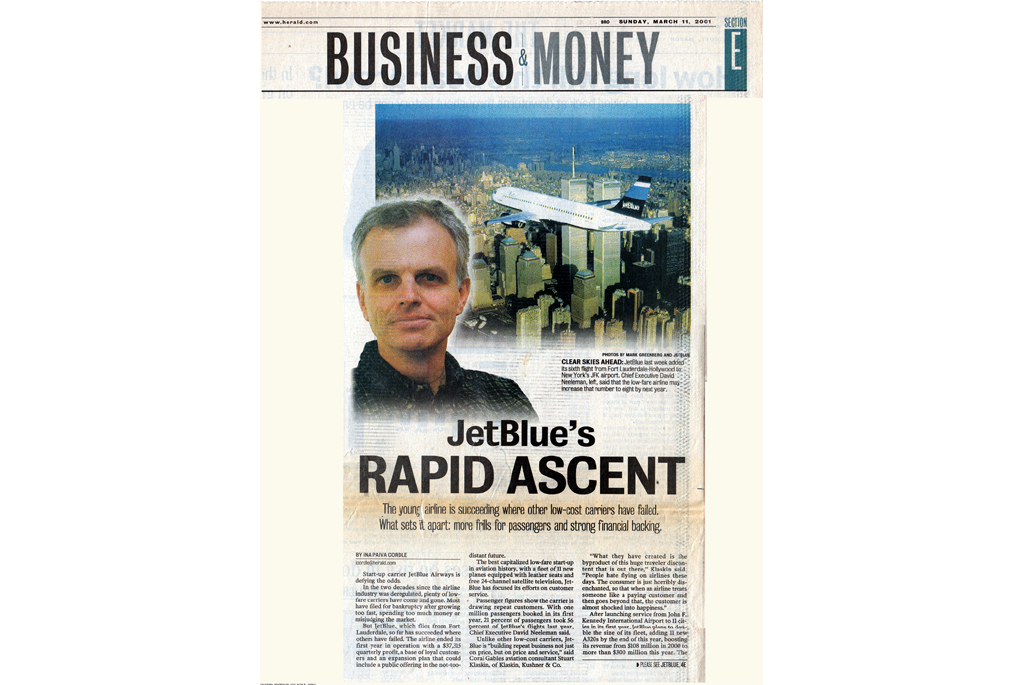 Two page article - Jet Blues rapid ascent - page 1