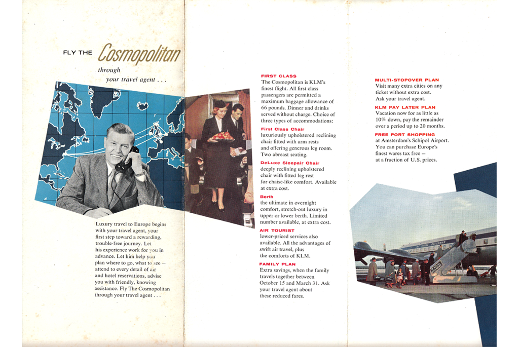 Fly the cosmopolitan DC-7C - paragraphs about features of the plane.