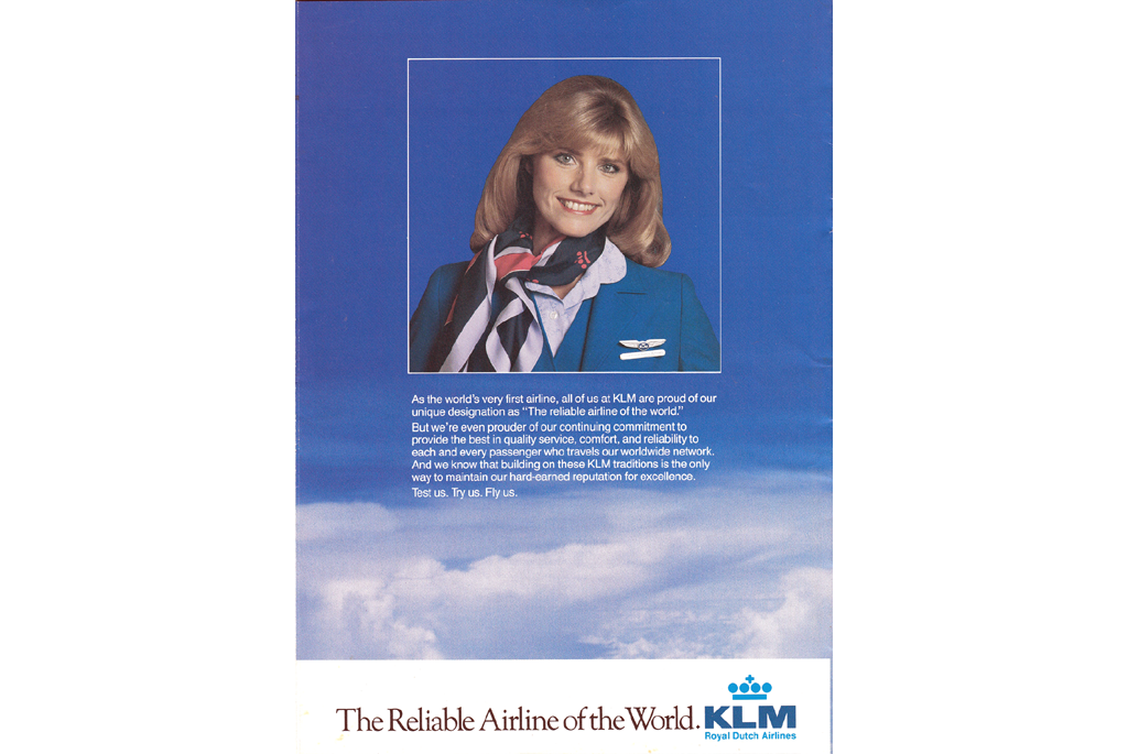 Picture of flight attendant - The reliable airline of the world.