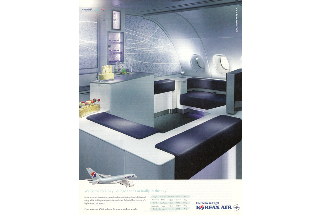 Welcome to a sky lounge that is actually in the sky - picture of lounge on A380.