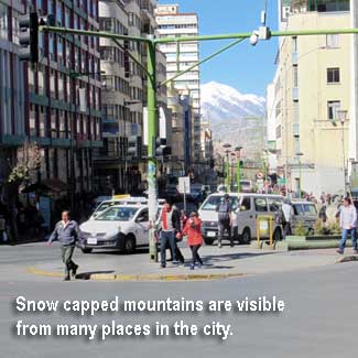 La Paz - View of Snow Capped Mountain hrough city street