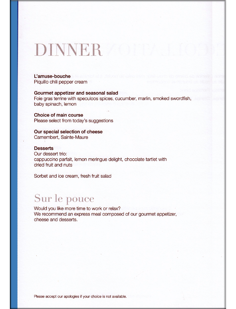 Dinner Menu