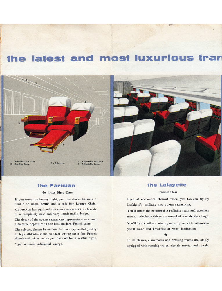 Pictures of the Parisian - de luxe first class - and Lafayette - tourist class - cabins