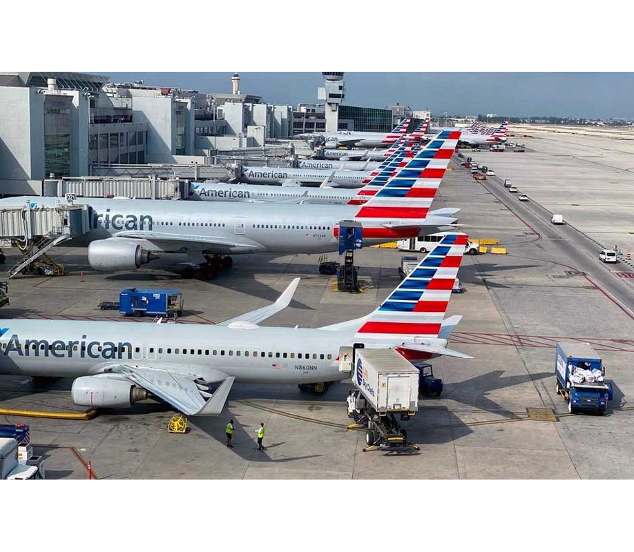 Planes docked at airport