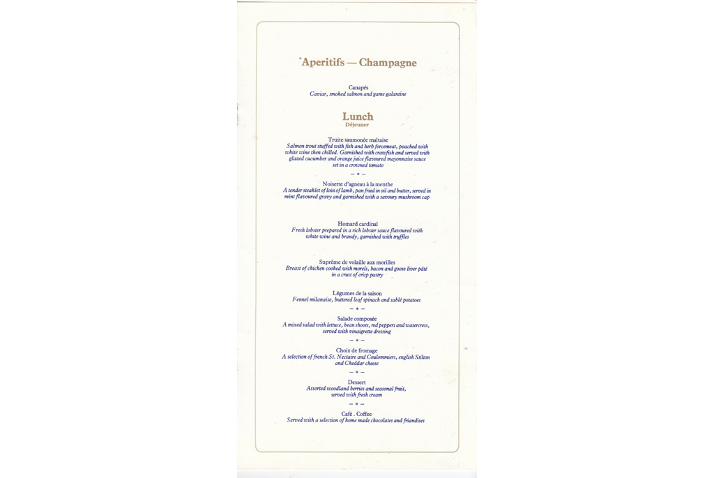 Lunch menu