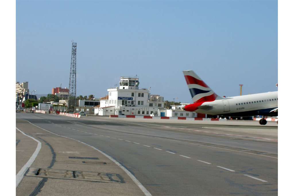 Rear shot of Airbus A319 at Gibraltar Airport