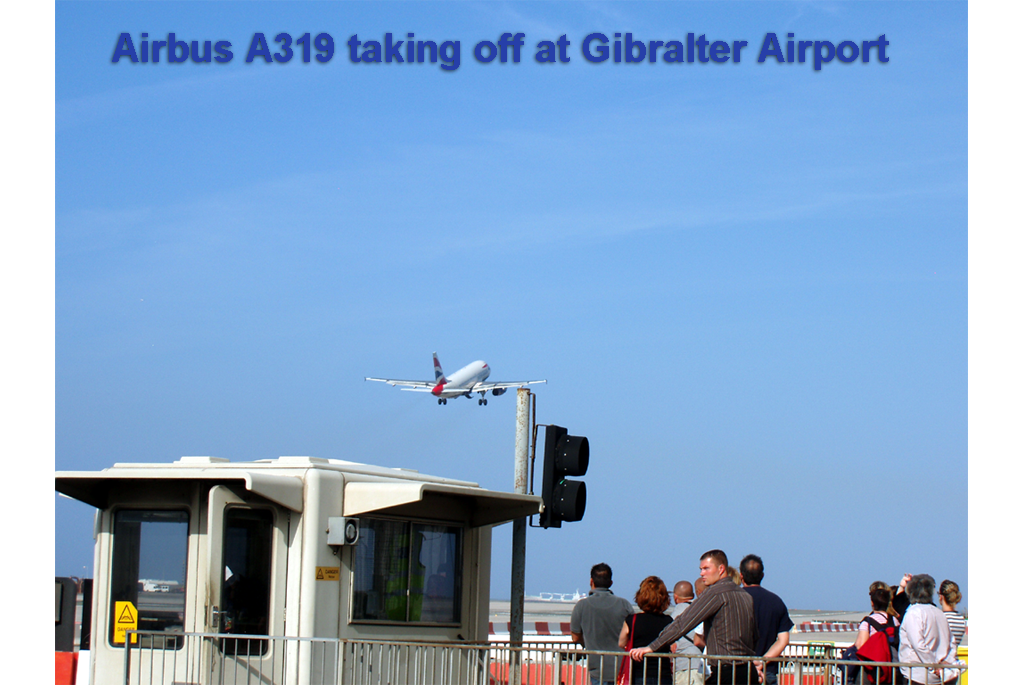 Airbus A319 taking off at Gibraltar Airport