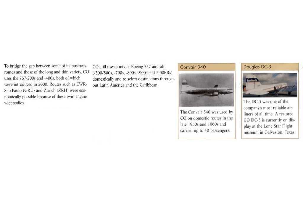 Convair 340 and DC-3 with text about progress of aircraft