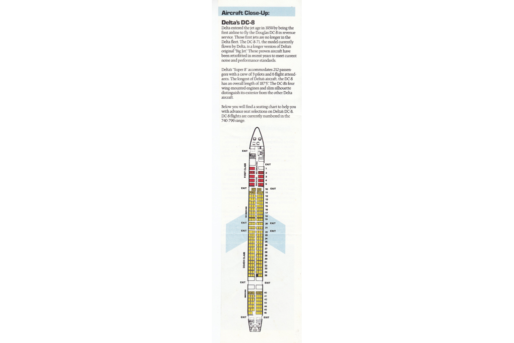 Douglas DC-8, seating chart