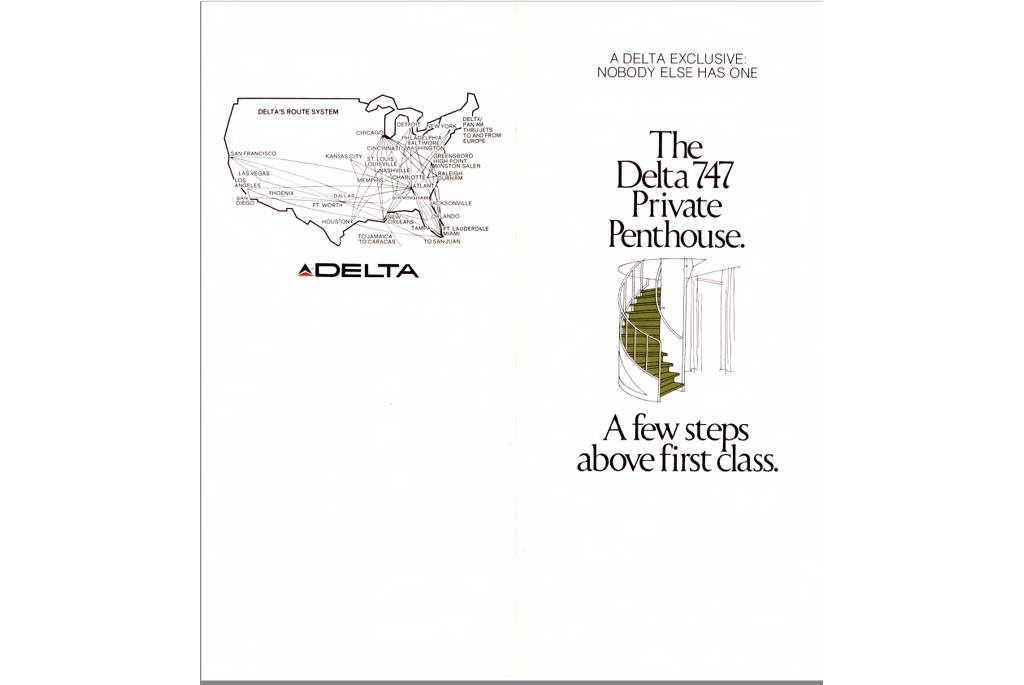 Cover - the 747 penthouse, back - map of domestic routes