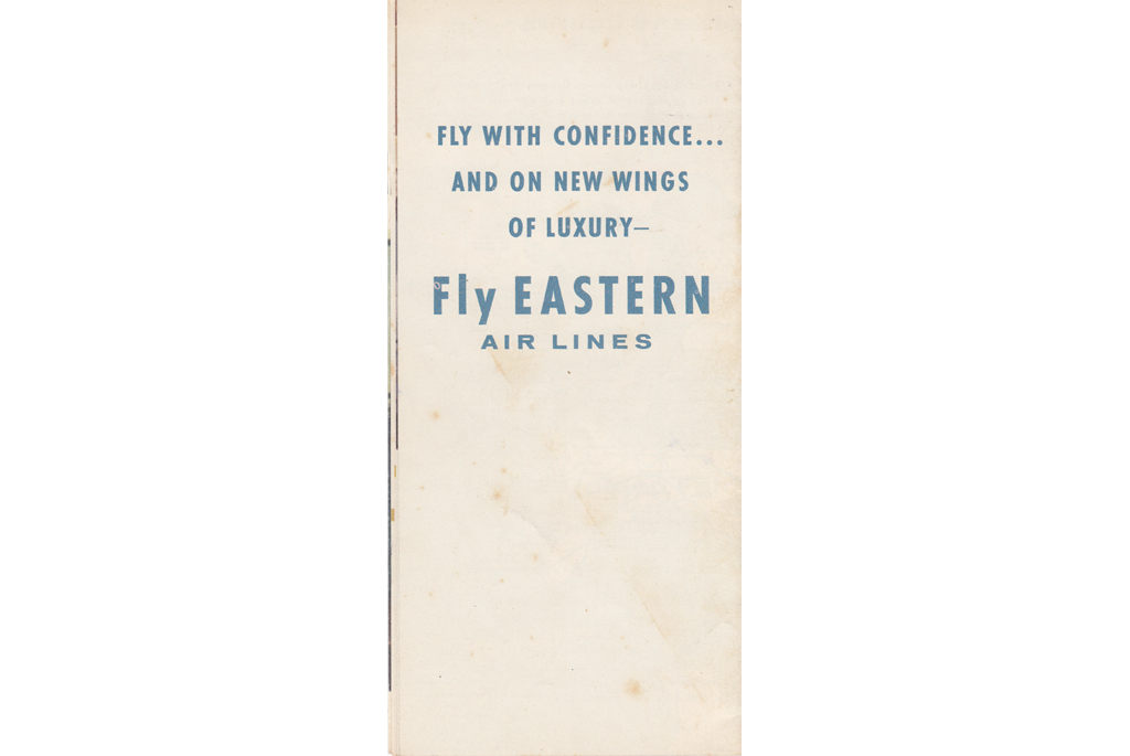 Back cover of brochure - Fly with confidence on wings of luxury - fly Eastern airlines