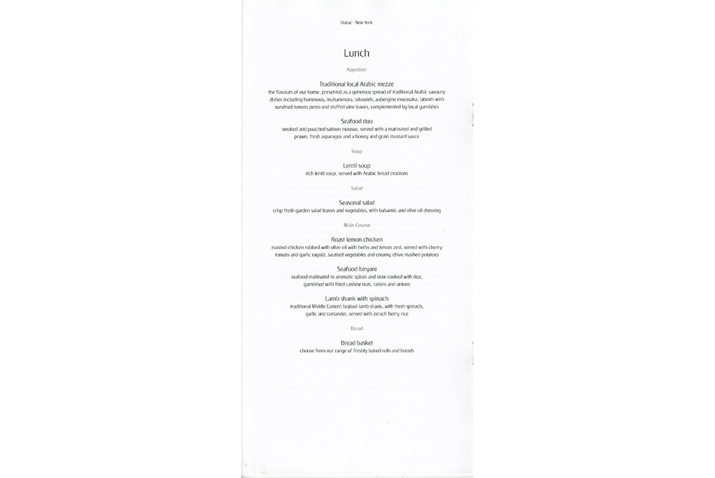 Lunch menu