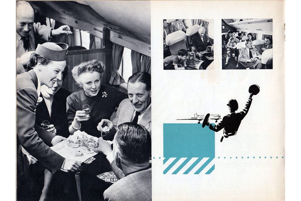 More interior picture of DC-6B with people