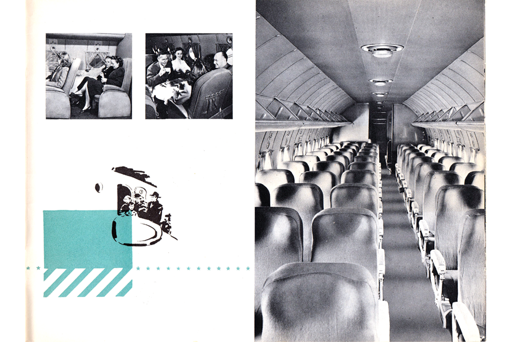  Interior picture of DC-4 with seats and people