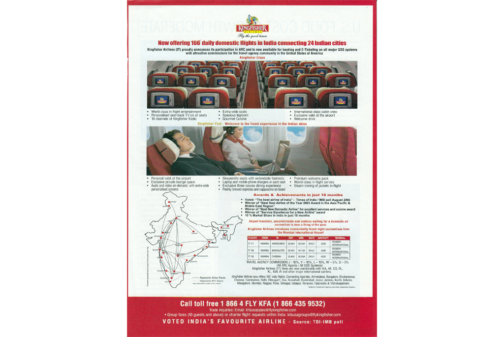 Pormotion showing interior of plane, route map and some schedules.