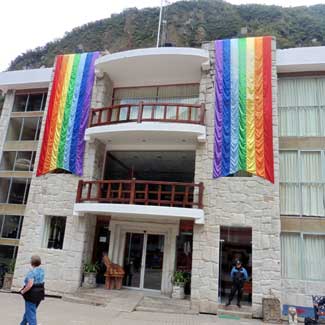 Building with flags